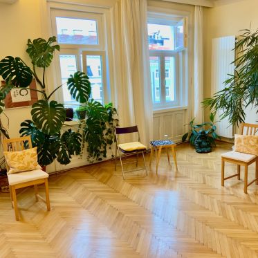 Seminarraum am Feilplatz 3 mit Stühlen und Pflanzen